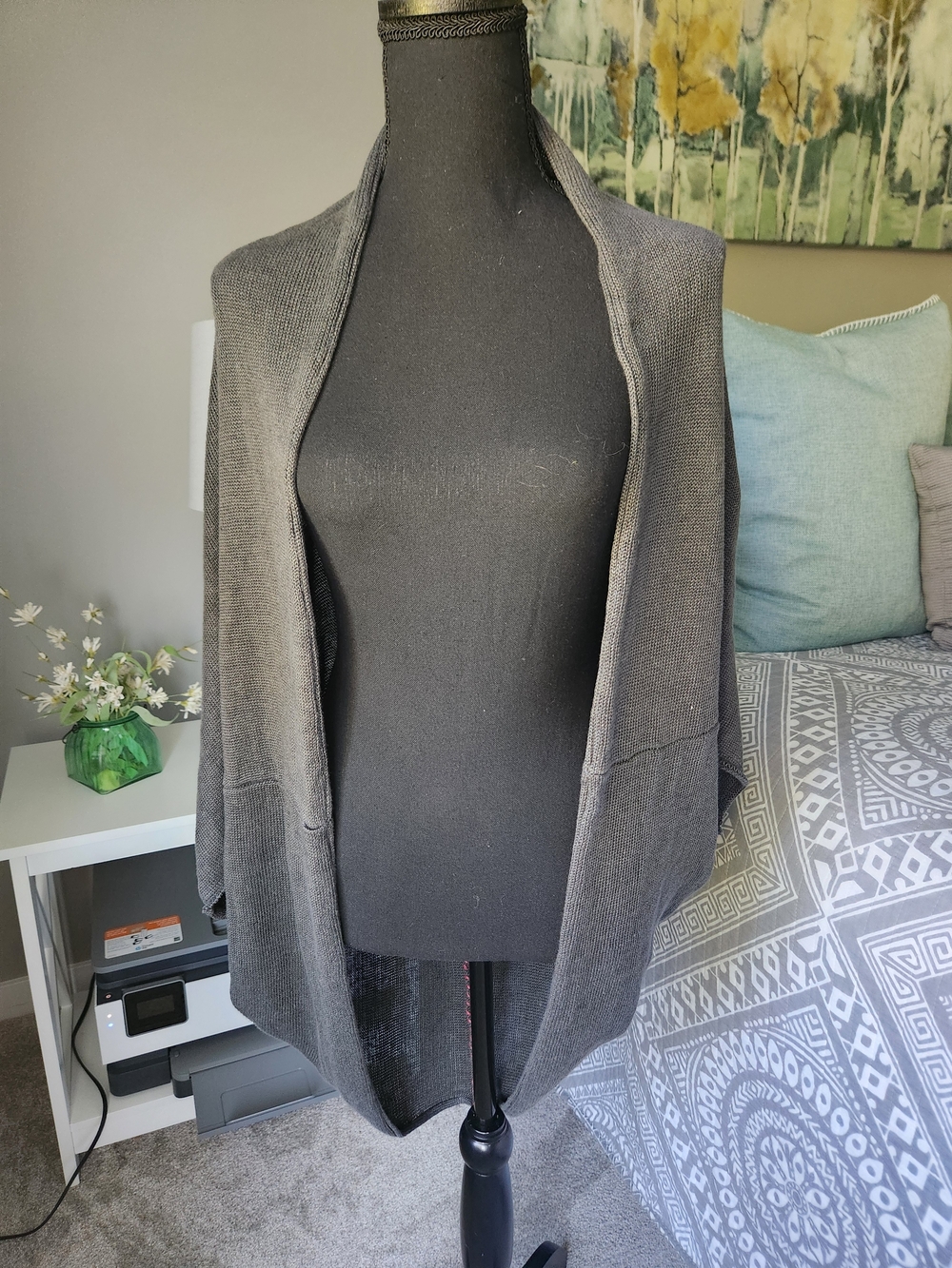 Johnny Was Calme Collection Open-Front Women's Cardigan - Charcoal